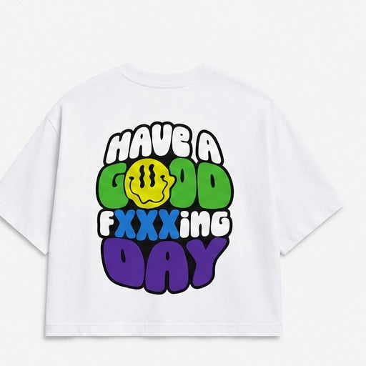 HAGFD Boxy Cropped Tee - White